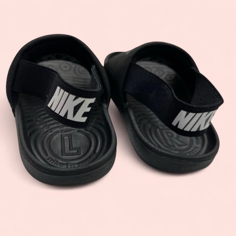 6C Nike Kawa Black & White Toddler Boy Toddler Girl Nike Sandals Slides Unisex - Picture 3 of 6
